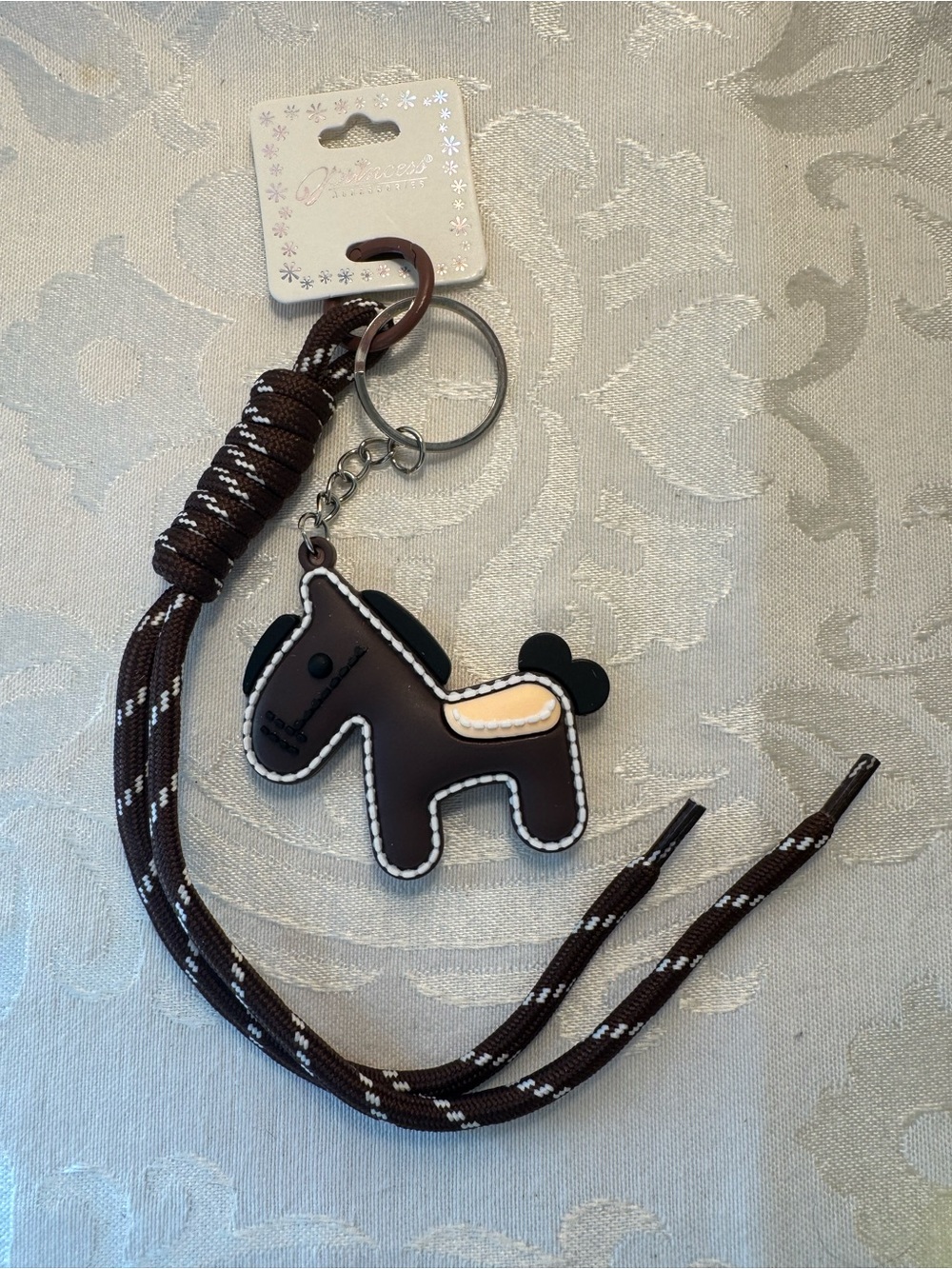 New Princess Accessories silicone Horse Keychain-Dark Brown- Rope Lanyard